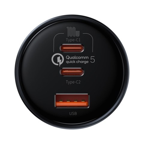 Szybka ładowarka samochodowa USB USB-C 160W PPS Quick Charge 5 PD szary Szybka ładowarka samochodowa USB USB-C 160W PPS Quick Charge 5 PD szary
