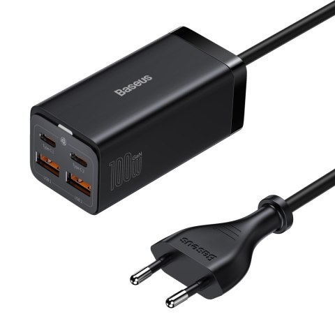 Szybka uniwersalna ładowarka sieciowa GaN 2x USB-C 2x USB 100W QC 4.0+ AFC czarny Szybka uniwersalna ładowarka sieciowa GaN 2x USB-C 2x USB 100W QC 4.0+ AFC czarny