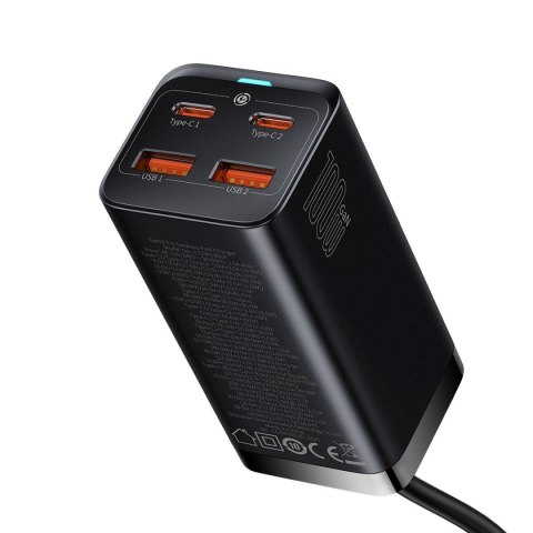 Szybka uniwersalna ładowarka sieciowa GaN 2x USB-C 2x USB 100W QC 4.0+ AFC czarny Szybka uniwersalna ładowarka sieciowa GaN 2x USB-C 2x USB 100W QC 4.0+ AFC czarny