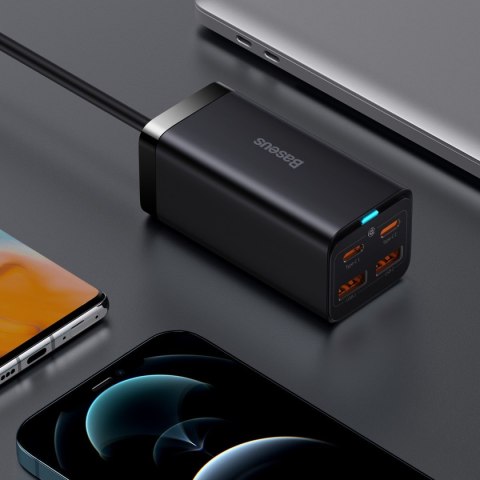 Szybka uniwersalna ładowarka sieciowa GaN 2x USB-C 2x USB 100W QC 4.0+ AFC czarny Szybka uniwersalna ładowarka sieciowa GaN 2x USB-C 2x USB 100W QC 4.0+ AFC czarny