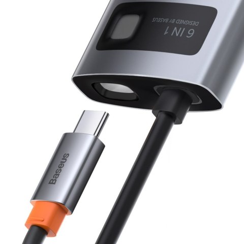 Wielofunkcyjny HUB 6w1 USB USB-C PD HDMI 3x USB 3.2 RJ45 Szary Wielofunkcyjny HUB 6w1 USB USB-C PD HDMI 3x USB 3.2 RJ45 Szary