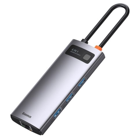 Wielofunkcyjny HUB 6w1 USB USB-C PD HDMI 3x USB 3.2 RJ45 Szary Wielofunkcyjny HUB 6w1 USB USB-C PD HDMI 3x USB 3.2 RJ45 Szary