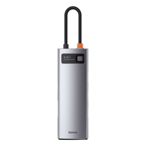 Wielofunkcyjny HUB 8w1 USB USB-C PD 100W HDMI czytnik kart SD i microSD 3x USB 3.2 RJ45 Szary Wielofunkcyjny HUB 8w1 USB USB-C PD 100W HDMI czytnik kart SD i microSD 3x USB 3.2 RJ45 Szary
