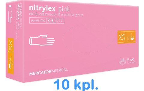 Rękawice Nitrylowe 100 sztuk / Różowe / Nitrylex Pink - 10 szt. (XS 5-6) Rękawice Nitrylowe 100 sztuk / Różowe / Nitrylex Pink - 10 szt. (XS 5-6)