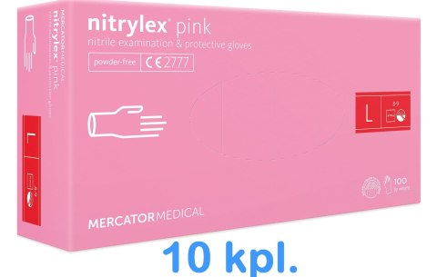 Rękawice Nitrylowe 100 sztuk / Różowe / Nitrylex Pink - 10 szt. (XS 5-6) Rękawice Nitrylowe 100 sztuk / Różowe / Nitrylex Pink - 10 szt. (XS 5-6)
