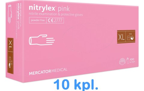Rękawice Nitrylowe 100 sztuk / Różowe / Nitrylex Pink - 10 szt. (XS 5-6) Rękawice Nitrylowe 100 sztuk / Różowe / Nitrylex Pink - 10 szt. (XS 5-6)