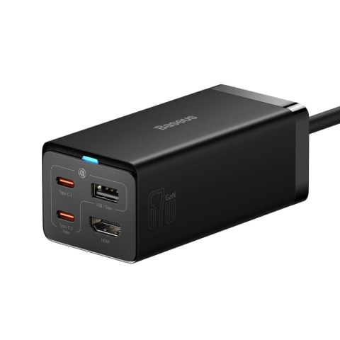 2w1 Ładowarka sieciowa GaN5 Pro + HUB konwerter HDMI 4K 2x USB-C USB-A czarny 2w1 Ładowarka sieciowa GaN5 Pro + HUB konwerter HDMI 4K 2x USB-C USB-A czarny