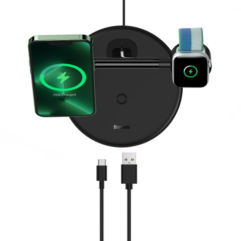 3w1 stojak ładowarka indukcyjna do iPhone Apple Watch AirPods + kabel USB-C 1m czarny 3w1 stojak ładowarka indukcyjna do iPhone Apple Watch AirPods + kabel USB-C 1m czarny