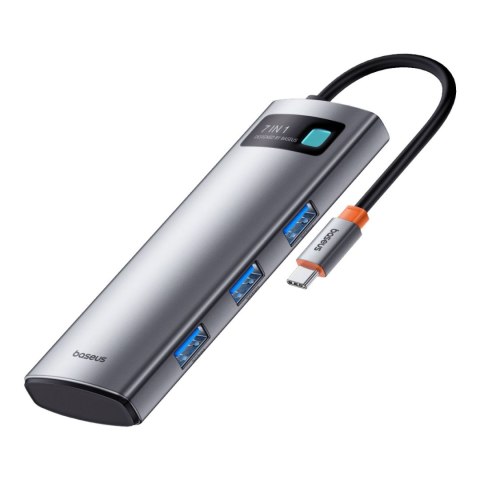 7w1 HUB Adapter Metal Gleam Series USB-C do USB-C PD 3x USB-A HDMI SD TF szary 7w1 HUB Adapter Metal Gleam Series USB-C do USB-C PD 3x USB-A HDMI SD TF szary