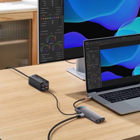 8w1 HUB adapter StarJoy USB-C do USB-C PD 3x USB-A HDMI RJ-45 SD TF szary 8w1 HUB adapter StarJoy USB-C do USB-C PD 3x USB-A HDMI RJ-45 SD TF szary