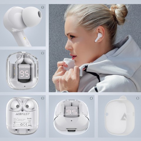 Dokanałowe słuchawki bezprzewodowe TWS Bluetooth szary Dokanałowe słuchawki bezprzewodowe TWS Bluetooth szary