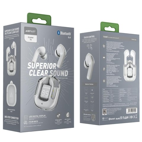 Dokanałowe słuchawki bezprzewodowe TWS Bluetooth szary Dokanałowe słuchawki bezprzewodowe TWS Bluetooth szary