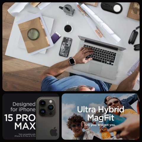 Etui Ultra Hybrid Mag z MagSafe na iPhone 15 Pro Max szaro-czarne Etui Ultra Hybrid Mag z MagSafe na iPhone 15 Pro Max szaro-czarne