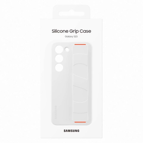 Etui silikonowy pokrowiec z paskiem na rękę Samsung Galaxy S23 Silicone Grip Cover białe Etui silikonowy pokrowiec z paskiem na rękę Samsung Galaxy S23 Silicone Grip Cover białe