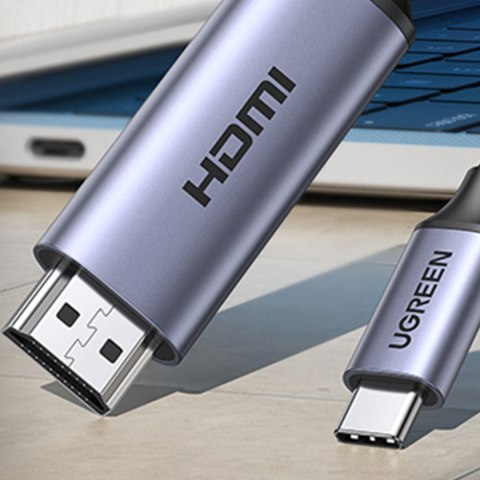 Kabel przewód przejściówka USB-C - HDMI 2.1 8K 60Hz 1.5m szary Kabel przewód przejściówka USB-C - HDMI 2.1 8K 60Hz 1.5m szary