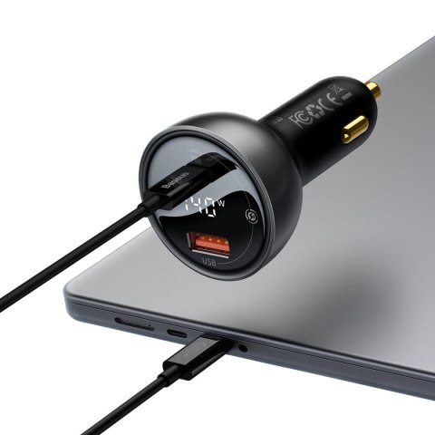 Ładowarka samochodowa USB USB-C PD3.1 140W + kabel USB-C 1m czarny Ładowarka samochodowa USB USB-C PD3.1 140W + kabel USB-C 1m czarny
