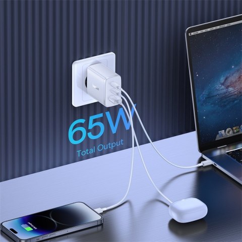Ładowarka sieciowa GaN Cube Pro 65W 2x USB-C USB-A biała Ładowarka sieciowa GaN Cube Pro 65W 2x USB-C USB-A biała
