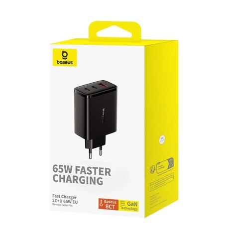 Ładowarka sieciowa GaN Cube Pro 65W 2x USB-C USB-A czarna Ładowarka sieciowa GaN Cube Pro 65W 2x USB-C USB-A czarna