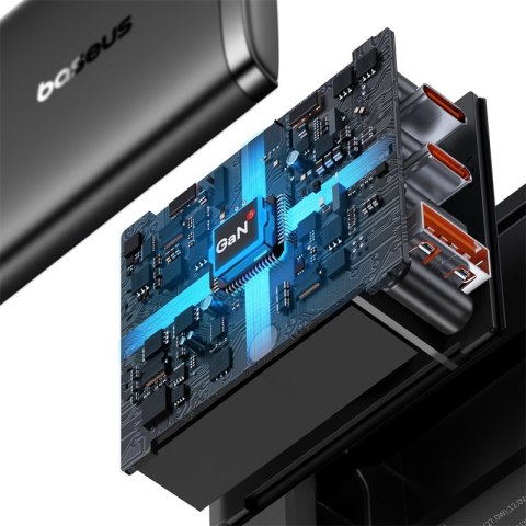 Ładowarka sieciowa GaN Cube Pro 65W 2x USB-C USB-A czarna Ładowarka sieciowa GaN Cube Pro 65W 2x USB-C USB-A czarna