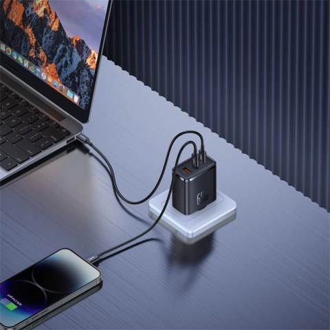 Ładowarka sieciowa GaN Cube Pro 65W 2x USB-C USB-A czarna Ładowarka sieciowa GaN Cube Pro 65W 2x USB-C USB-A czarna