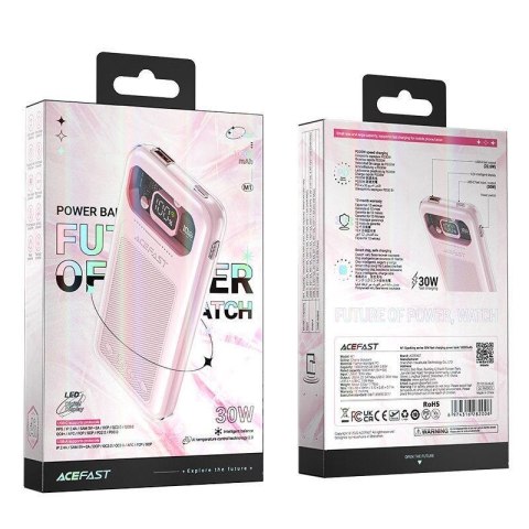Powerbank 10000mAh Sparkling Series szybkie ładowanie 30W różowy Powerbank 10000mAh Sparkling Series szybkie ładowanie 30W różowy