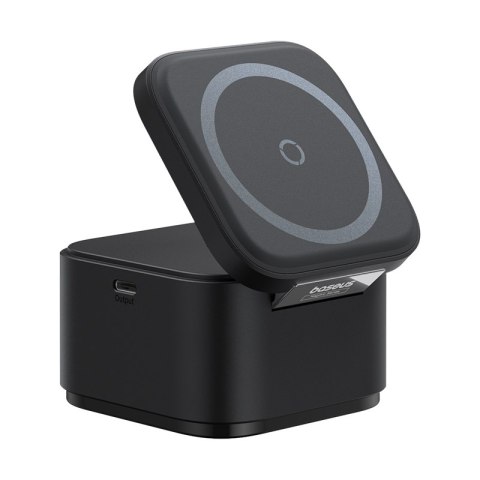 2w1 Ładowarka bezprzewodowa 20W MagSafe Qi z rozwijanym kablem USB-C czarna 2w1 Ładowarka bezprzewodowa 20W MagSafe Qi z rozwijanym kablem USB-C czarna