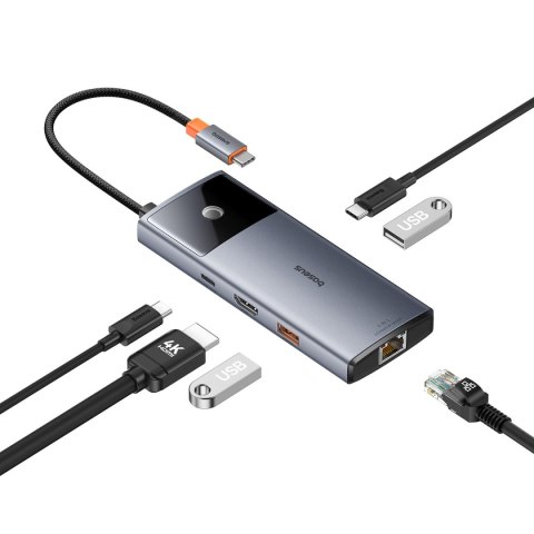 6w1 HUB Adapter USB-C do USB-A / USB-C / PD / HDMI / RJ-45 czarny 6w1 HUB Adapter USB-C do USB-A / USB-C / PD / HDMI / RJ-45 czarny