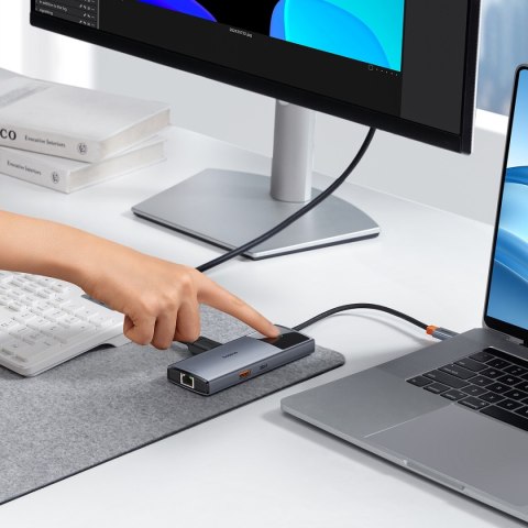 6w1 HUB Adapter USB-C do USB-A / USB-C / PD / HDMI / RJ-45 czarny 6w1 HUB Adapter USB-C do USB-A / USB-C / PD / HDMI / RJ-45 czarny
