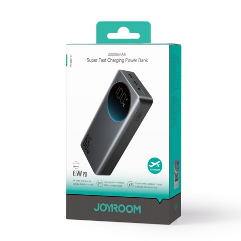 Cyfrowy powerbank 20000mAH 65W 3A USB USB-C czarny Cyfrowy powerbank 20000mAH 65W 3A USB USB-C czarny