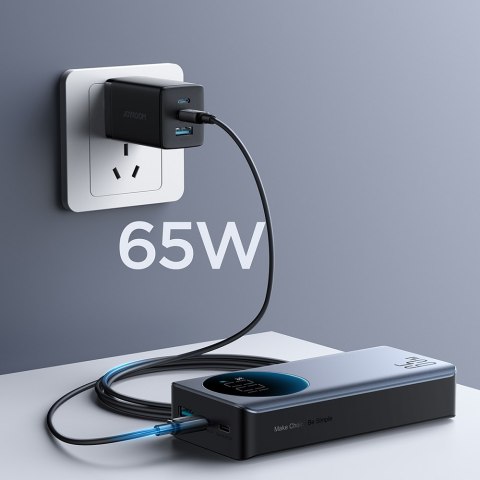 Cyfrowy powerbank 20000mAH 65W 3A USB USB-C czarny Cyfrowy powerbank 20000mAH 65W 3A USB USB-C czarny