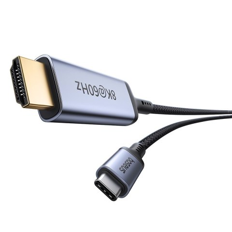Kabel przewód USB-C - HDMI 8K 60Hz elastyczny wytrzymały 1.5m czarny Kabel przewód USB-C - HDMI 8K 60Hz elastyczny wytrzymały 1.5m czarny