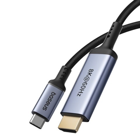 Kabel przewód USB-C - HDMI 8K 60Hz elastyczny wytrzymały 1.5m czarny Kabel przewód USB-C - HDMI 8K 60Hz elastyczny wytrzymały 1.5m czarny