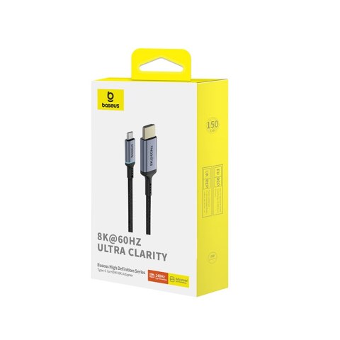 Kabel przewód USB-C - HDMI 8K 60Hz elastyczny wytrzymały 1.5m czarny Kabel przewód USB-C - HDMI 8K 60Hz elastyczny wytrzymały 1.5m czarny