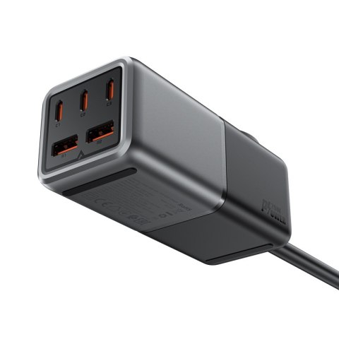 Ładowarka biurkowa stacja ładowania Z2 GaN 75W PD 3x USB-C 2x USB-A czarno-szara Ładowarka biurkowa stacja ładowania Z2 GaN 75W PD 3x USB-C 2x USB-A czarno-szara