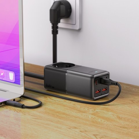 Ładowarka biurkowa stacja ładowania Z2 GaN 75W PD 3x USB-C 2x USB-A czarno-szara Ładowarka biurkowa stacja ładowania Z2 GaN 75W PD 3x USB-C 2x USB-A czarno-szara