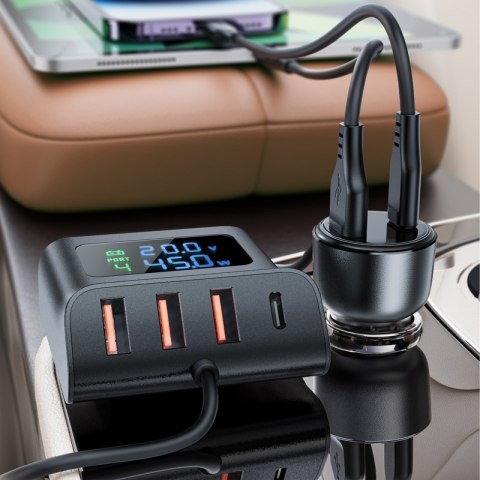 Ładowarka samochodowa 138W stacja ładująca 6 PORTÓW USB czarna Ładowarka samochodowa 138W stacja ładująca 6 PORTÓW USB czarna