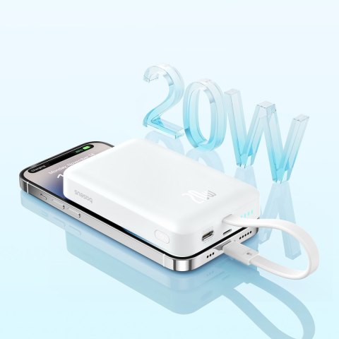 Mini Powerbank MagSafe 10000mAh 20W z kablem Lightning do iPhone 0.3m biały Mini Powerbank MagSafe 10000mAh 20W z kablem Lightning do iPhone 0.3m biały