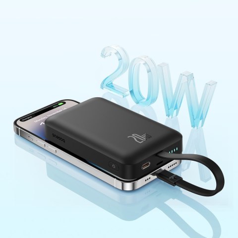 Mini Powerbank MagSafe 10000mAh 20W z kablem Lightning do iPhone 0.3m czarny Mini Powerbank MagSafe 10000mAh 20W z kablem Lightning do iPhone 0.3m czarny