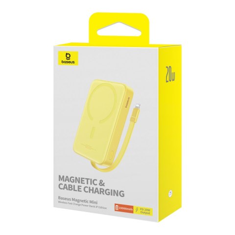 Mini Powerbank MagSafe 10000mAh 20W z kablem Lightning do iPhone 0.3m żółty Mini Powerbank MagSafe 10000mAh 20W z kablem Lightning do iPhone 0.3m żółty