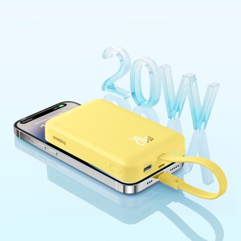 Mini Powerbank MagSafe 10000mAh 20W z kablem Lightning do iPhone 0.3m żółty Mini Powerbank MagSafe 10000mAh 20W z kablem Lightning do iPhone 0.3m żółty