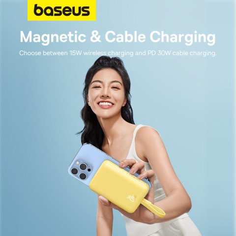 Mini Powerbank MagSafe 10000mAh 20W z kablem Lightning do iPhone 0.3m żółty Mini Powerbank MagSafe 10000mAh 20W z kablem Lightning do iPhone 0.3m żółty