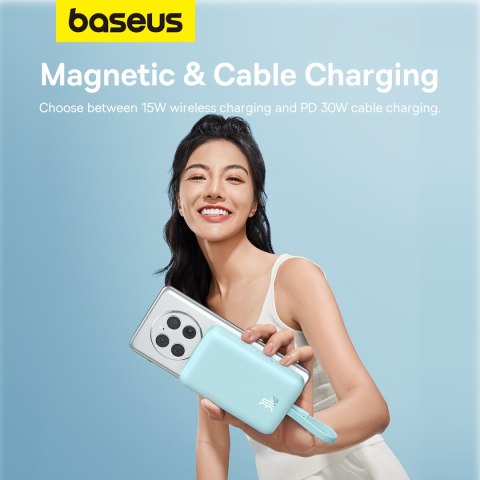 Mini Powerbank MagSafe 10000mAh 30W z kablem USB-C 0.3m niebieski Mini Powerbank MagSafe 10000mAh 30W z kablem USB-C 0.3m niebieski