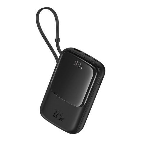 Powerbank Qpow Pro+ 10000mAh z kablem USB-C i wyświetlaczem - czarny Powerbank Qpow Pro+ 10000mAh z kablem USB-C i wyświetlaczem - czarny