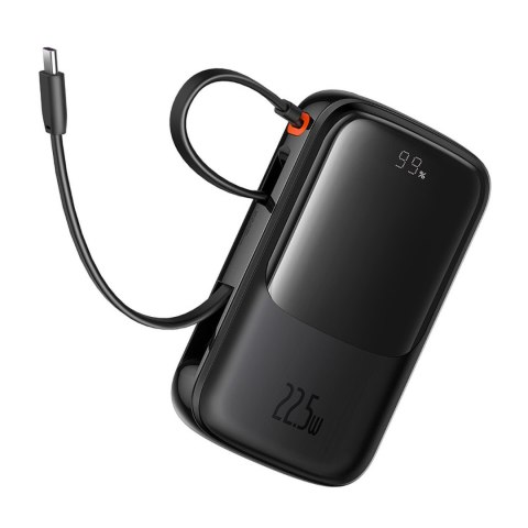 Powerbank Qpow Pro+ 10000mAh z kablem USB-C i wyświetlaczem - czarny Powerbank Qpow Pro+ 10000mAh z kablem USB-C i wyświetlaczem - czarny
