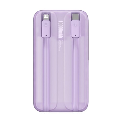 Powerbank z wyświetlaczem 10000mAh 22.5W + kabel USB-A / USB-C fioletowy Powerbank z wyświetlaczem 10000mAh 22.5W + kabel USB-A / USB-C fioletowy