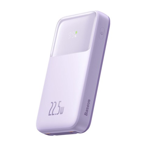 Powerbank z wyświetlaczem 10000mAh 22.5W + kabel USB-A / USB-C fioletowy Powerbank z wyświetlaczem 10000mAh 22.5W + kabel USB-A / USB-C fioletowy