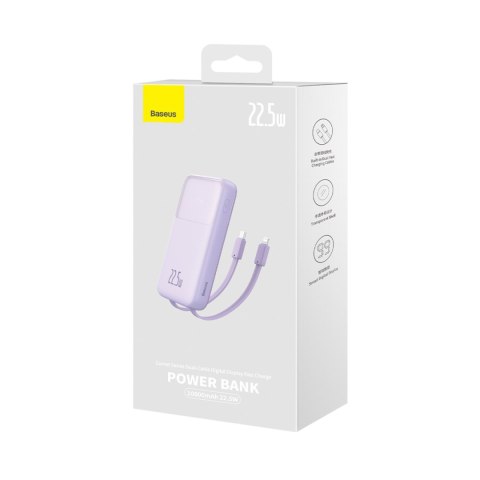 Powerbank z wyświetlaczem 10000mAh 22.5W + kabel USB-A / USB-C fioletowy Powerbank z wyświetlaczem 10000mAh 22.5W + kabel USB-A / USB-C fioletowy
