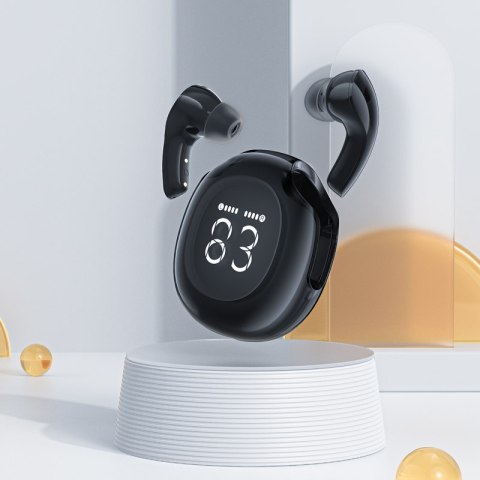Słuchawki bezprzewodowe T9 Bluetooth 5.3 douszne USB-C czarne Słuchawki bezprzewodowe T9 Bluetooth 5.3 douszne USB-C czarne