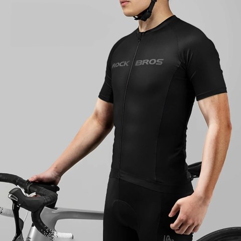 Koszulka rowerowa rozpinana z krótkim rękawem XXL - czarna Koszulka rowerowa rozpinana z krótkim rękawem XXL - czarna