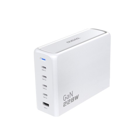 Ładowarka sieciowa stacja ładowania GaN 1x USB-A 4x USB-C PD 228W z kablem 1.5m biała Ładowarka sieciowa stacja ładowania GaN 1x USB-A 4x USB-C PD 228W z kablem 1.5m biała